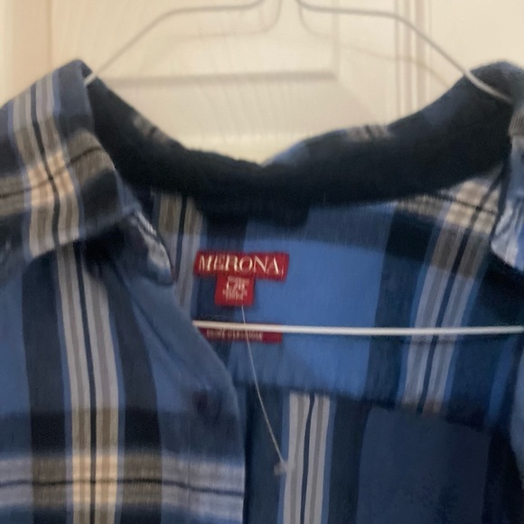 Sale‼️Merona Flannel   button down Blue Shirt by -Size Large-Preowned - Picture 12 of 14